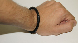 Кожаный чёрный браслет TRONIN N-56BL