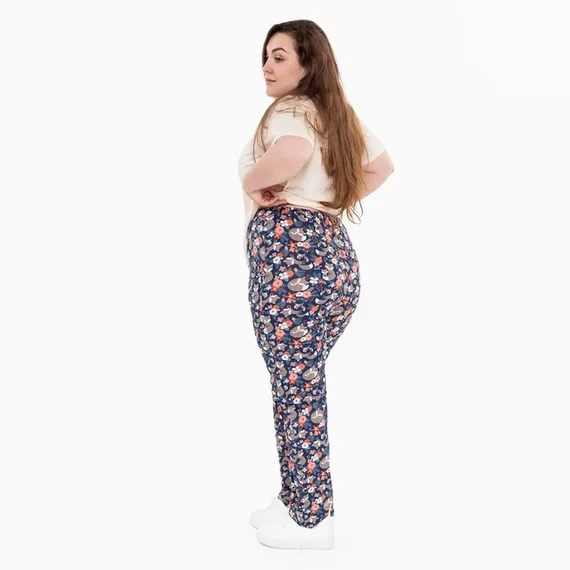 Брюки женские с принтом, цвет синий, размер 46