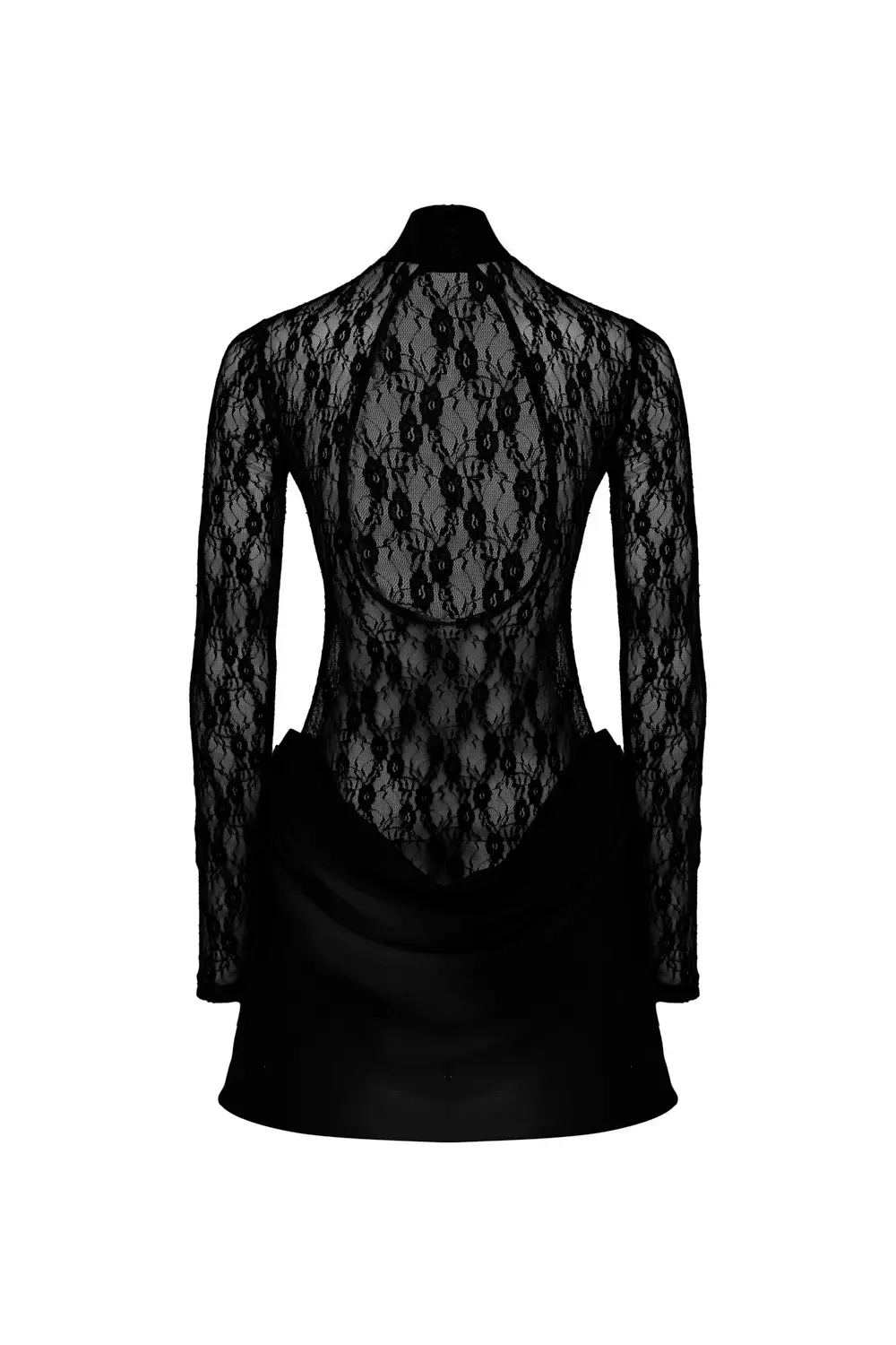 Кружевное мини-платье черное