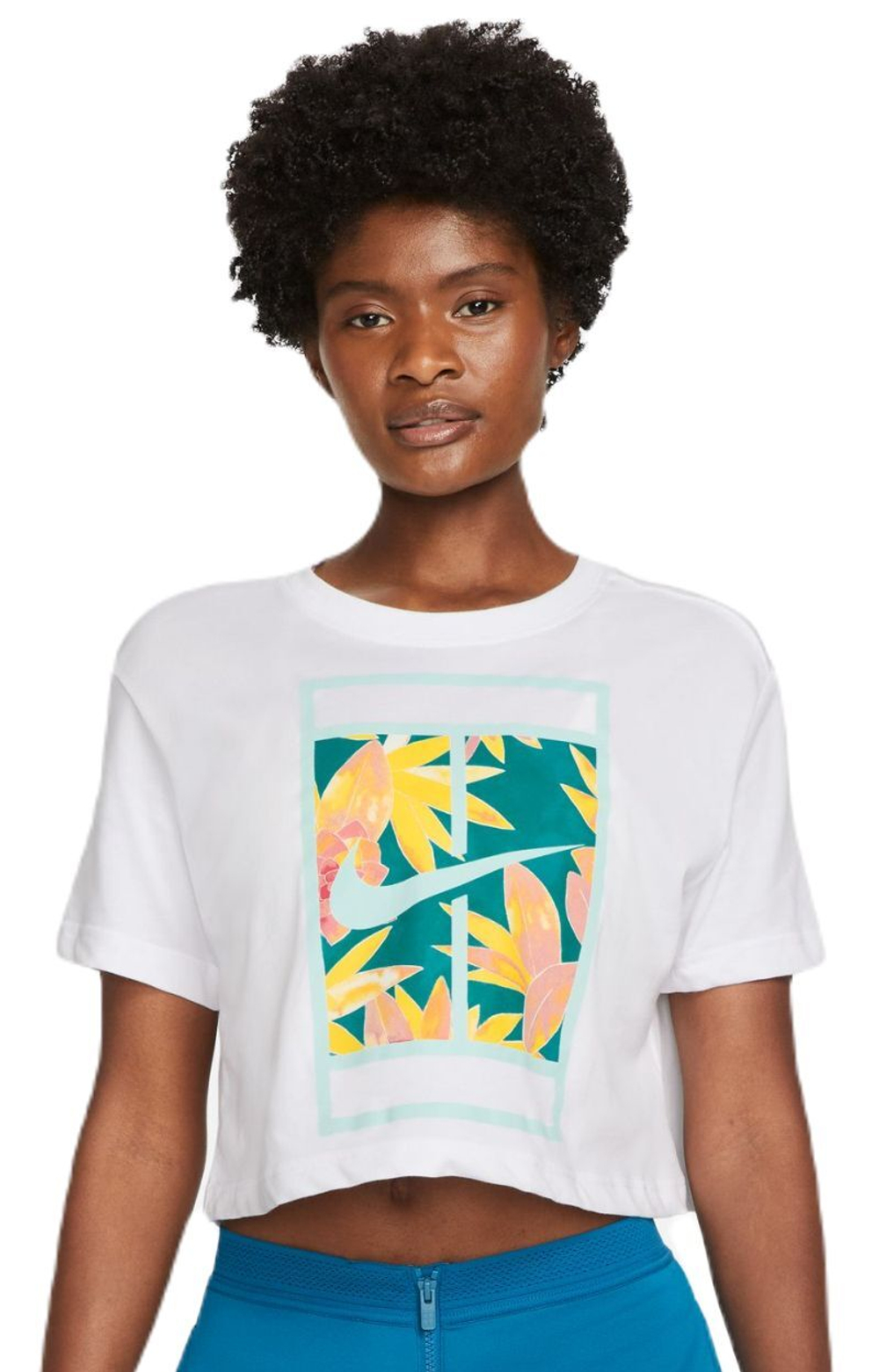 Женская теннисная футболка Nike Dri-Fit Slam Crop Top - White