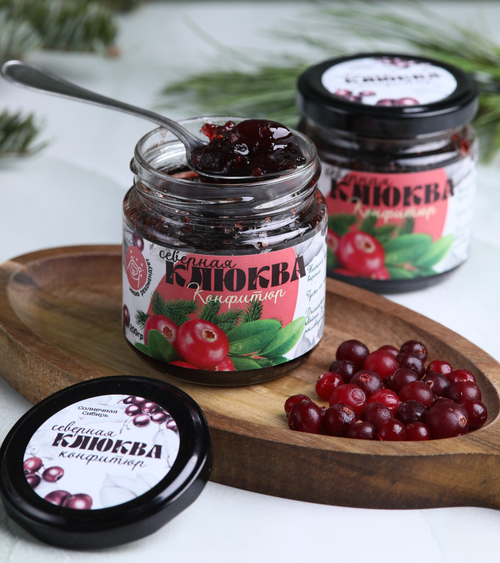 Таежный конфитюр СЕВЕРНАЯ КЛЮКВА / 200 г / банка / Солнечная Сибирь