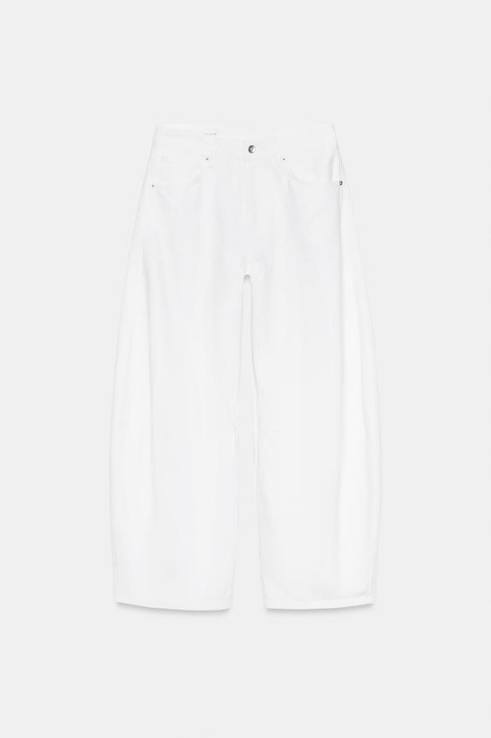 ZARA ДЖИНСЫ TRF BALLOON СО СРЕДНЕЙ ПОСАДКОЙ, ЖЕЛТОВАТО-БЕЛЫЙ