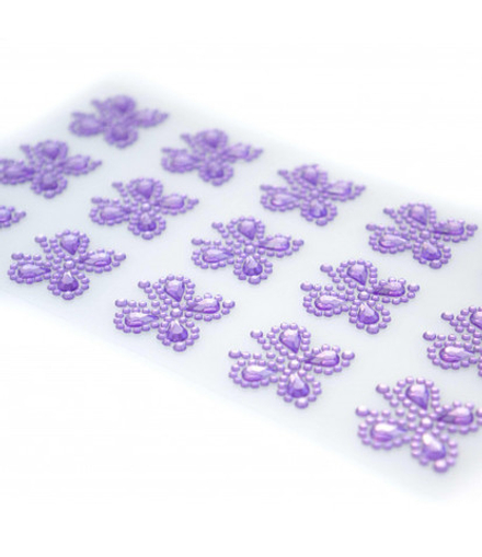Стразы самоклеющиеся бабочки лиловые 15 шт