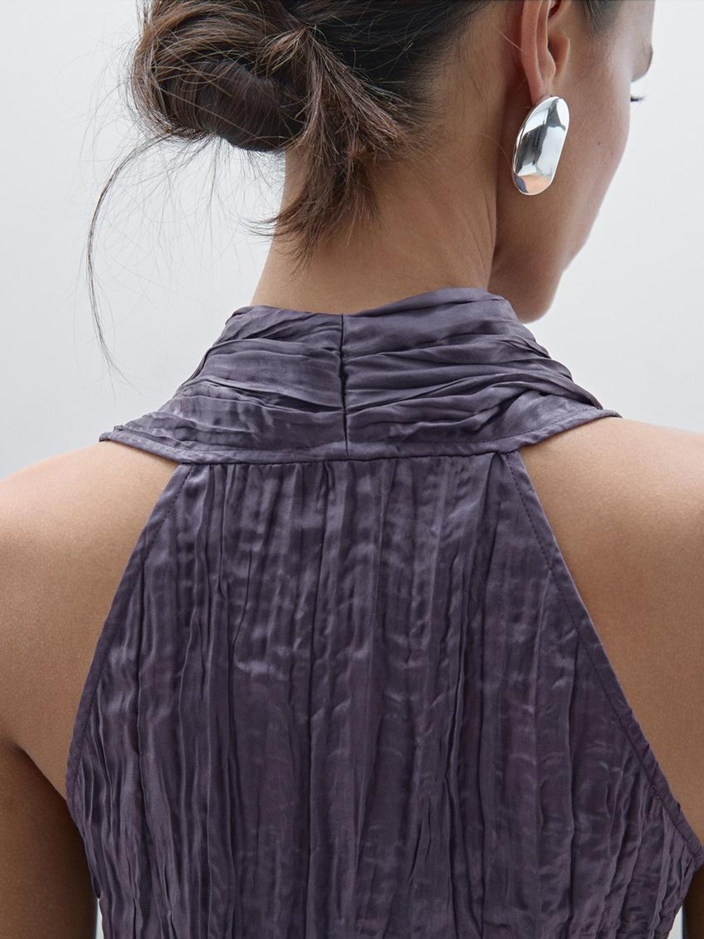 Massimo Dutti Топ с плиссировкой, фиолетовый