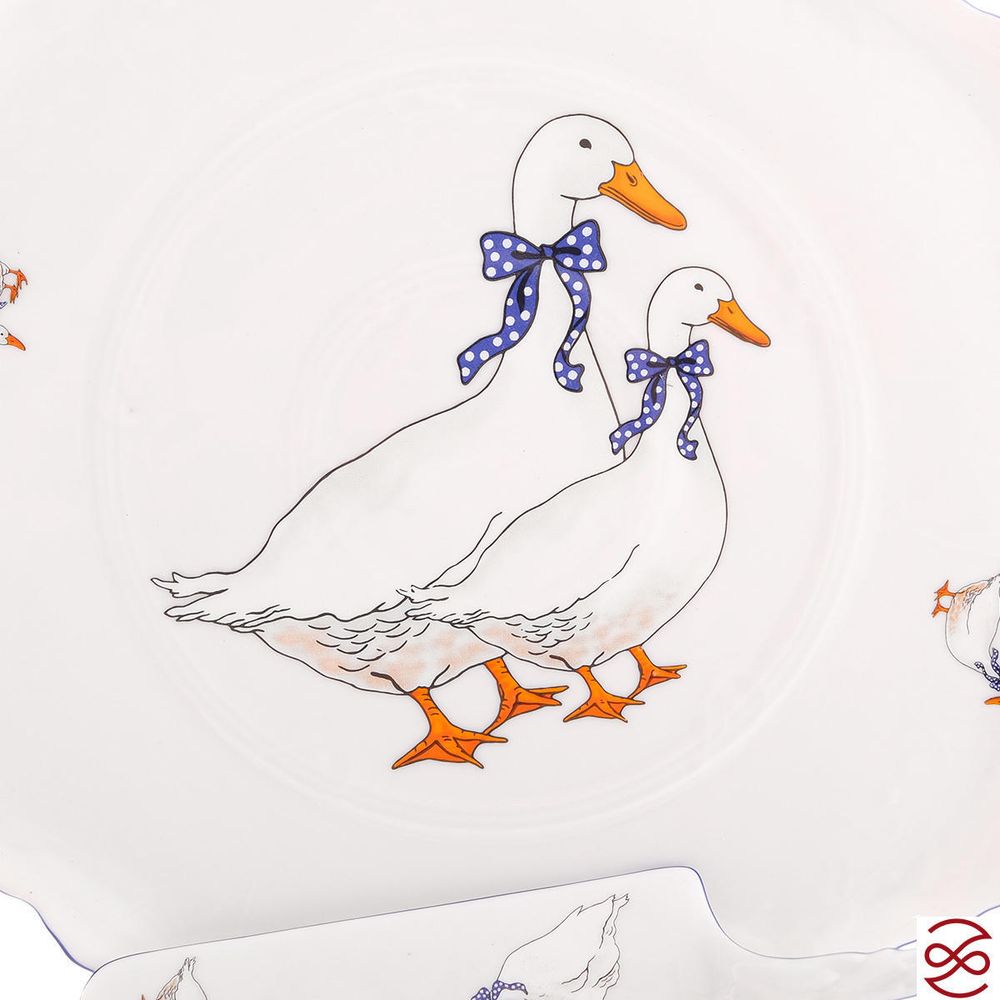 Тарелка для торта с лопаткой Queen's Crown Гуси 30см