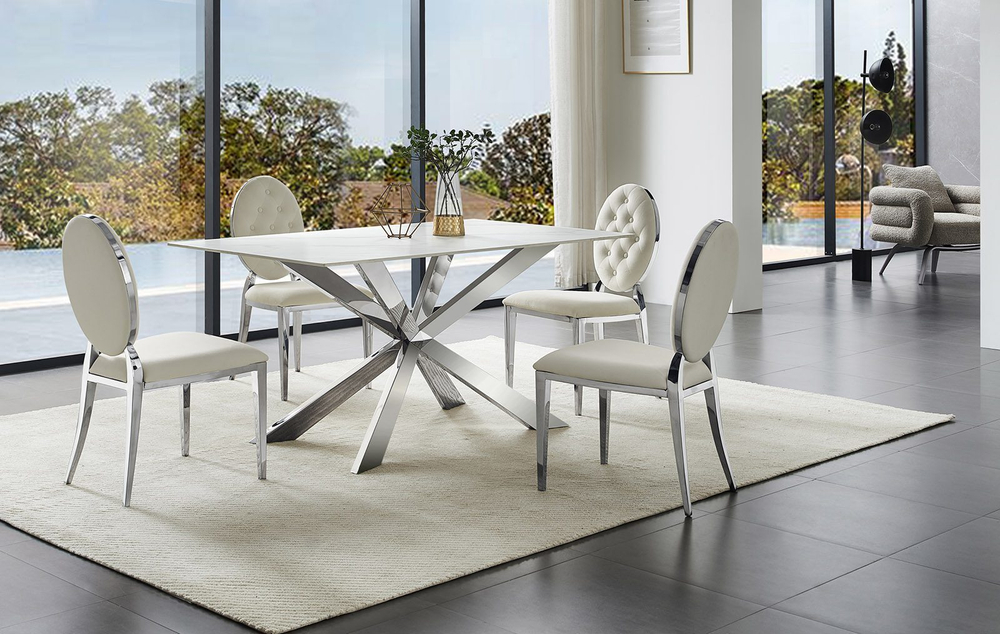 Стол T088 (160) камень белый матовый Calacata