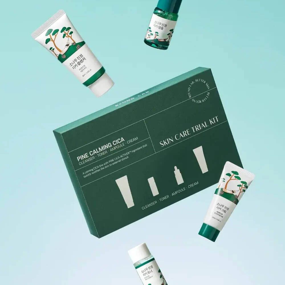Travel-набор средств с экстрактом сосны Round Lab Pine Calming Cica Trial Kit