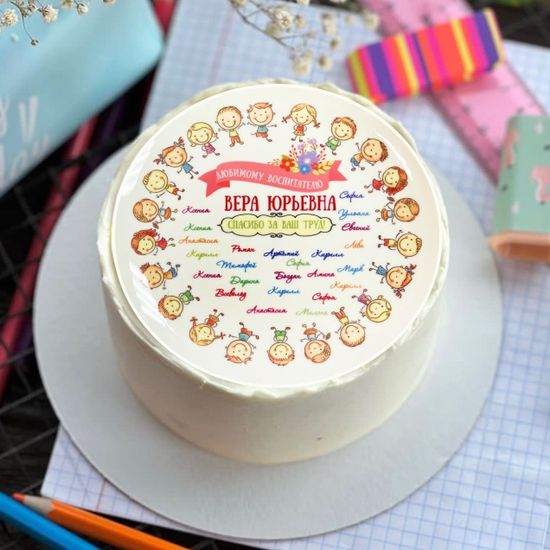 Бенто торт на выпускной воспитателю с фотопечатью