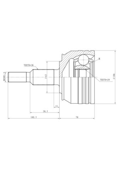 ШРУС наружний (компл.)  VW T5 2.5D/3.2 03- GANZ GIK04055