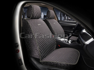 Накидки сидений Перед CarFashion (2шт) -Фронт «ICEBERG FRONT» 26187 -ШЕЛК иск серый/серый/т.серый