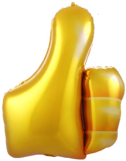 Палец большой вверх золото Шар фольгированный