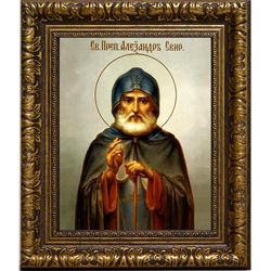 Александр Свирский Преподобный. Икона на холсте.