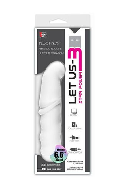 Белый вибромассажёр с питанием от USB LET US-B VIBRATOR WHITE - 17 см. (Цвет: белый)