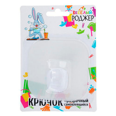 Крючок самоклеящийся, прозрачный, 9х9см, силикон, пластик (440-288)