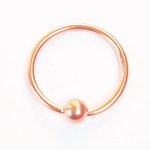 Кольцо сегментное диаметр 10 мм, шарик 3 мм, толщина 1,2 мм для пирсинга. Медицинская сталь, розовая позолота.