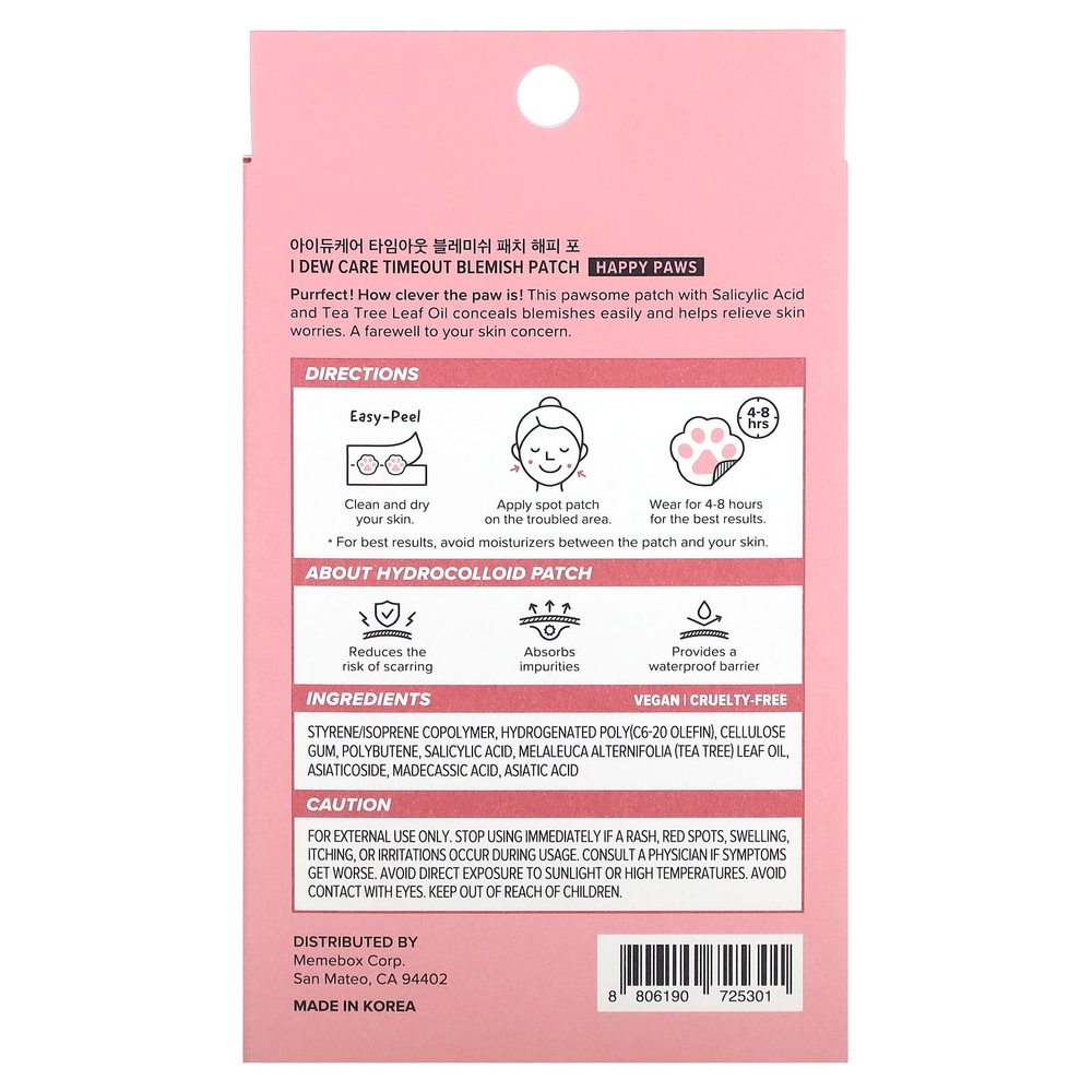 I Dew Care, Timeout Blemish Patch, Happy Paws, 36 патчей