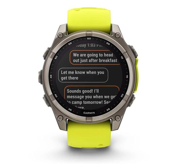 Умные часы Garmin Fenix 8, 47 мм, Solar, Sapphire Titanium with AMP yellow/graphite silicone band