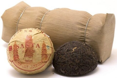 0534к Чай прессованный черный Пуэр Шу "Саньта" то ча, 100гр