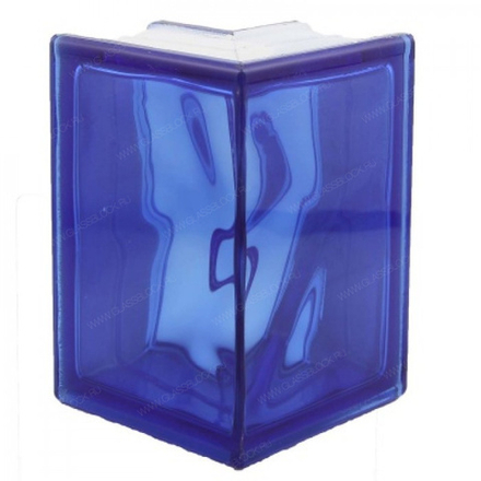 Стеклоблок Vitrablok Угловой Синий Волна 19x13,2x8 - окрашенный в массе