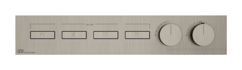 Термостат Gessi HI-FI, до 4-х функций одновременно, встраиваемый, 535хh100х47 мм, цвет Finox Brushed Nickel