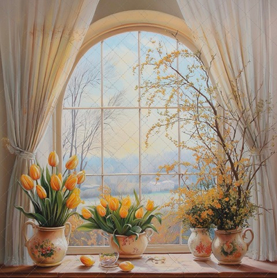 Окно весна №3- фон неопреновый