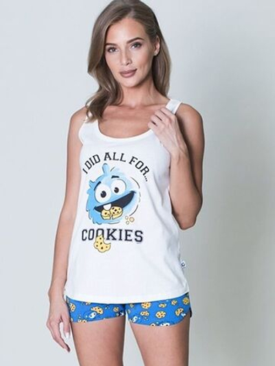 Женский комплект с надписью на майке (Размер: XL) (Цвет: белый с синим)