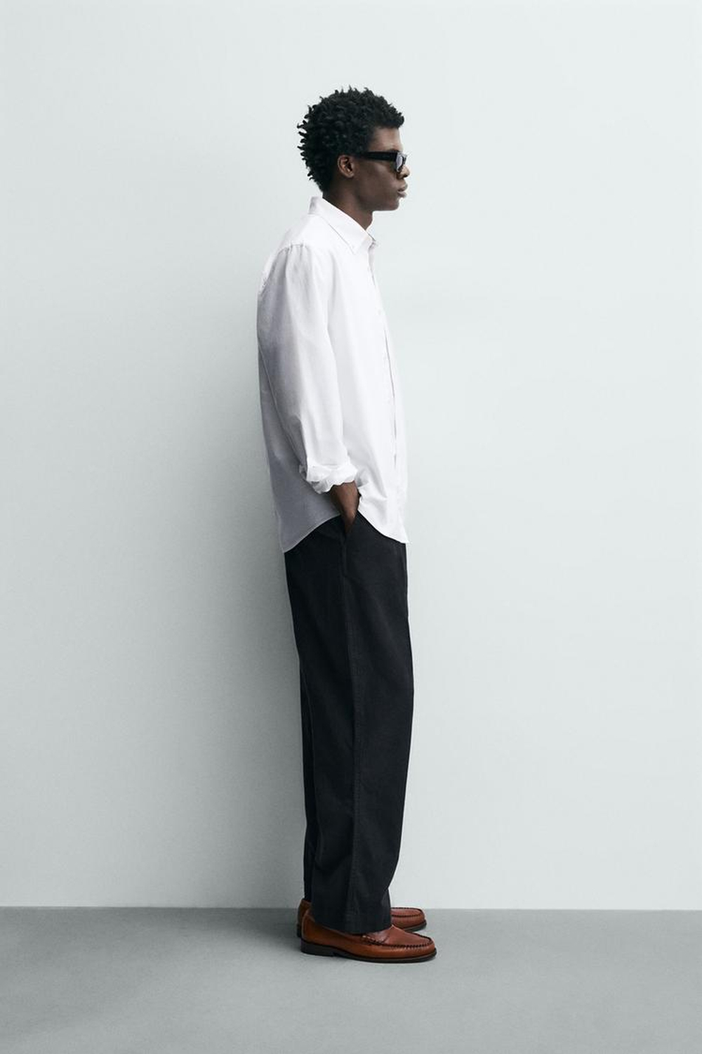 ZARA РУБАШКА С ФАКТУРНОЙ ОТДЕЛКОЙ, БЕЛЫЙ