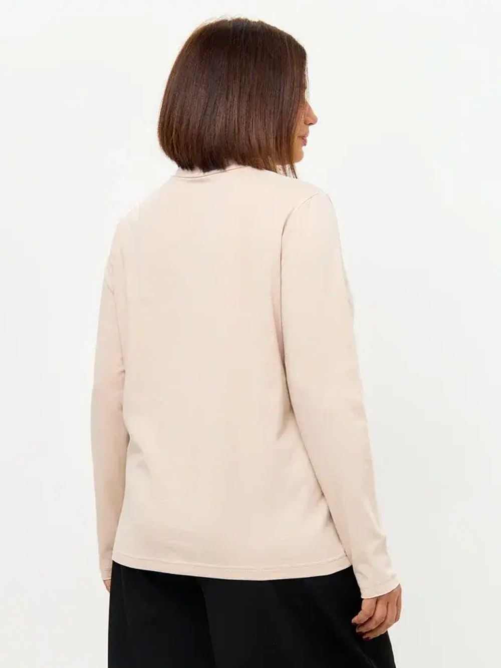 Лонгслив с цельнокроеным воротником бежевый