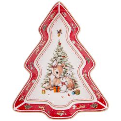 БЛЮДО LEFARD "С НОВЫМ ГОДОМ!" В ФОРМЕ ЕЛКИ 25Х21Х4 СМ КРАСНОЕ (КОР=8ШТ.)