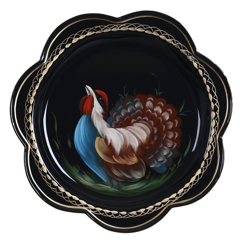 Жостовский поднос декоративный, размер 18 см (A1), металлический