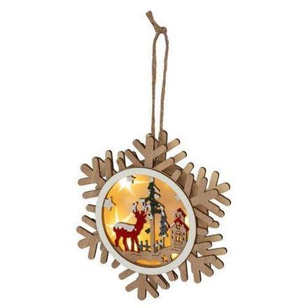 Светильник светодиодный новогодний Снежинка подвесной 15см 2хАА ENGDS-6L Эра Б0060477