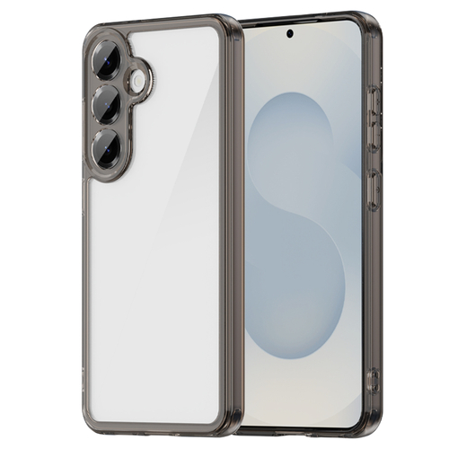 Усиленный чехол прозрачный для Samsung Galaxy S25, мягкие рамки серого цвета с жесткой крышкой
