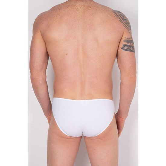 Мужские трусы брифы белые с желто-белой вставкой Cosmos Colors FM40_WY