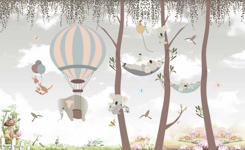 Обои воздушный шар и слоник