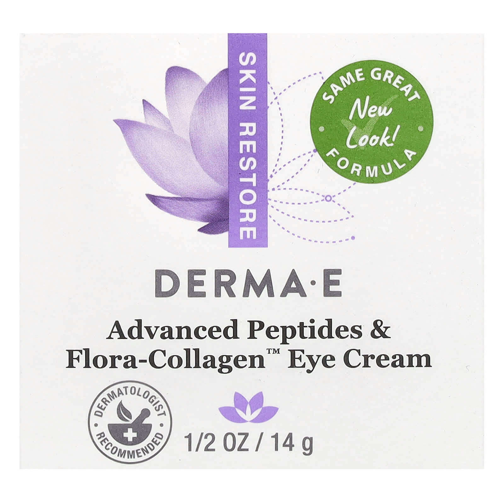 DERMA E, Advanced Peptides & Flora, крем для области вокруг глаз с коллагеном, 14 г (1/2 унции)
