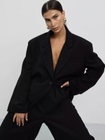 Пиджак оверсайз с объемными плечами, Черный