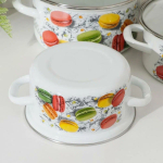 Набор эмалированной посуды 6 пр, кастрюли 1.5,2.3,3 л, Керчь, Цветное печенье-1-Экстра