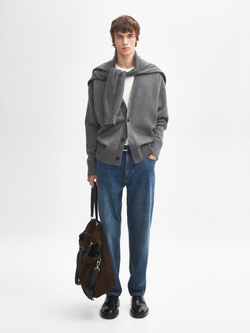 Massimo Dutti Кардиган из 100% кашемира с пуговицами, антрацитово-серый