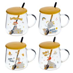 GAEM Кружка с крышкой и ложкой, 500 мл, L12 W9 H10 см, 4в.