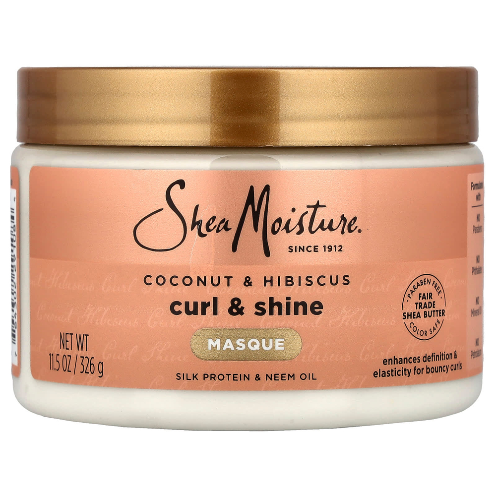 SheaMoisture, Curl & Shine, маска для волос, кокос и гибискус, 326 г (11,5 унции)