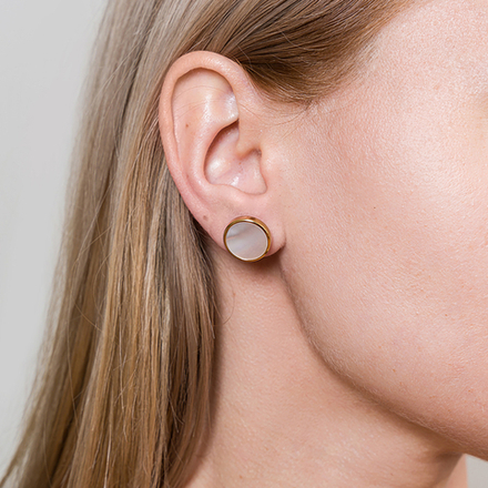 Серьги-пусеты Fiore Luna SHELL WHITE AE01734-3 BW/G