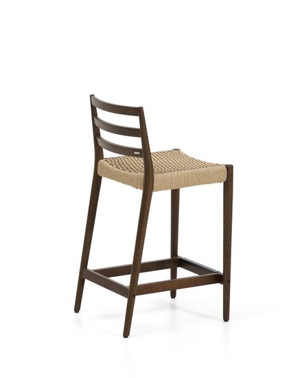 Полубарный стул Analy из массива дуба в отделке орех и веревочным сиденьем 65 см