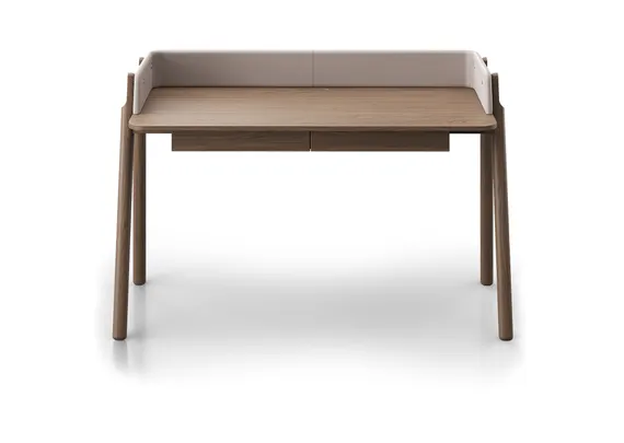 Стол письменный Basic 140*60 см (натуральный дуб, бежевый экокожа)