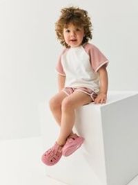 Комплект футболка и шорты "Пудра" из рифленой ткани 0+