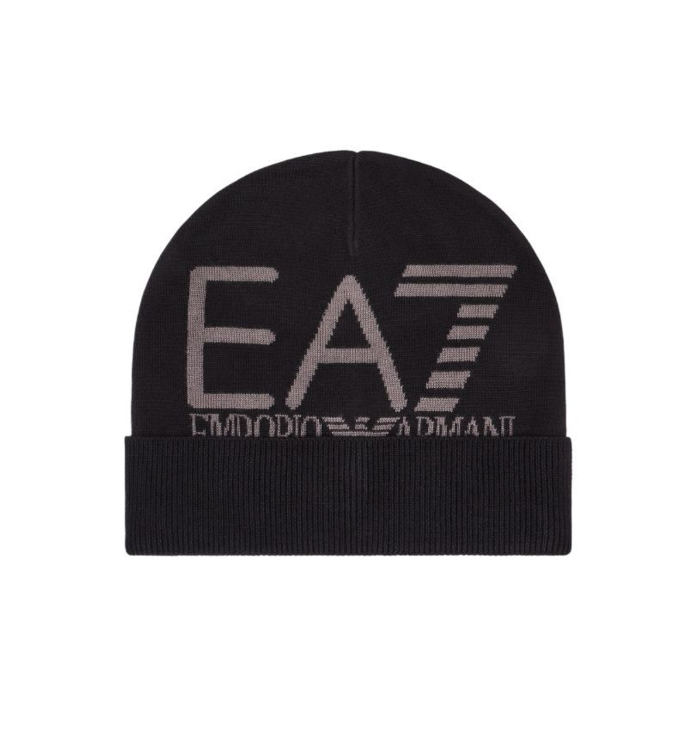 Шапка зимняя EA7 Unisex Knitted Beanie - black/asphalt