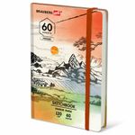 Скетчбук для маркеров 120 г/м2, 148х210 мм, 60 л., твердая обложка, резинка, BRAUBERG ART, МИКС, 115103