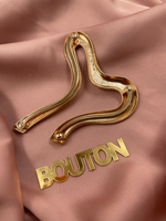 Пряжка-брошь изогнутая для купальника золотистая металлическая