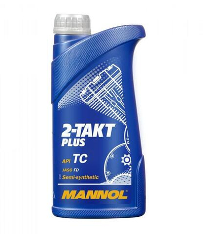 Масло 2Т полусинтетическое (1.0-литр, 7204 2-Takt Plus, API TC, Jaso FD) [Mannol]