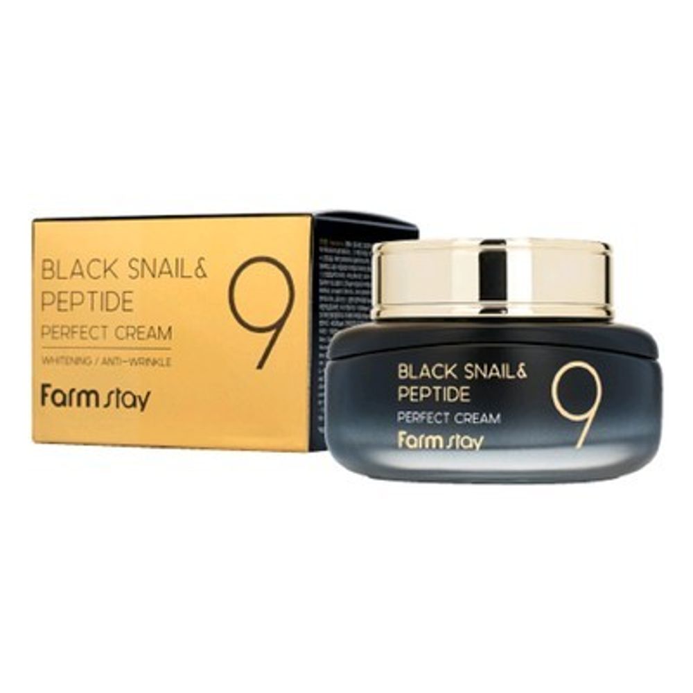 Farm Stay Black Snail &amp; Peptide 9 Perfect Cream омолаживающий крем с муцином черной улитки и пептидами