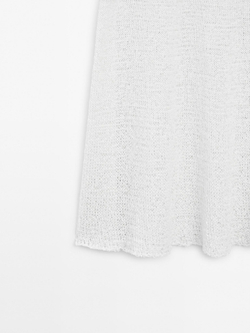 Massimo Dutti Юбка миди из хлопковой смеси, белый